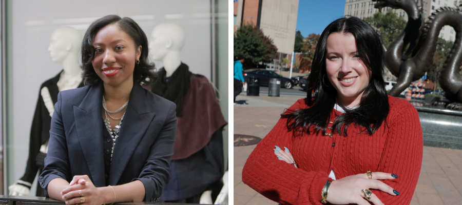 two image grid with two students posing for headshots